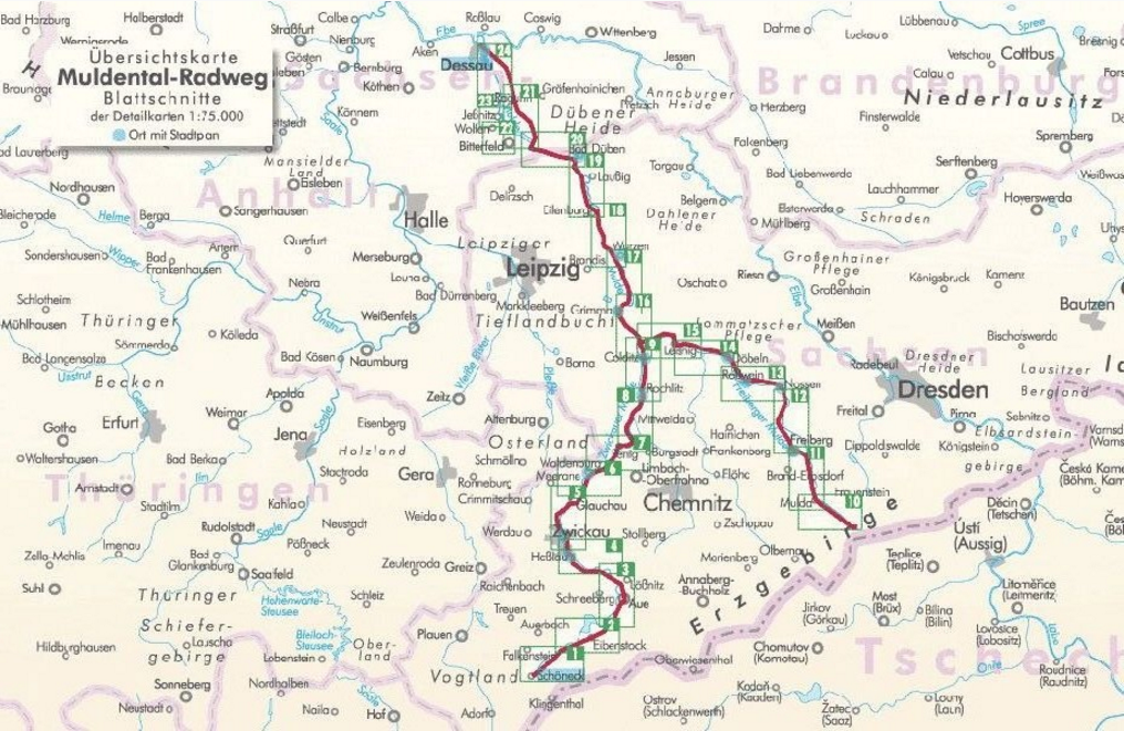 Fietsgids  Mulde Radweg - Vom Erzgebirge zur Elbe - Bikeline