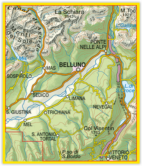 TOPO Wandelkaart 024 - Prealpi e Dolomiti Bellunesi NP - Tabacco