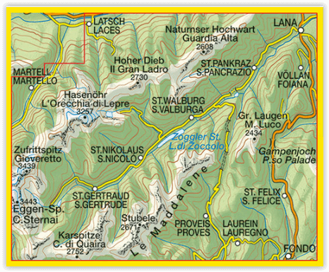 TOPO Wandelkaart 042 - Val D'ultimo Unteltal - Tabacco