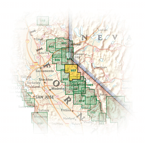 TOPO Wandelkaart 807 - Carson-Iceberg- Mokelumne Wilderness Areas