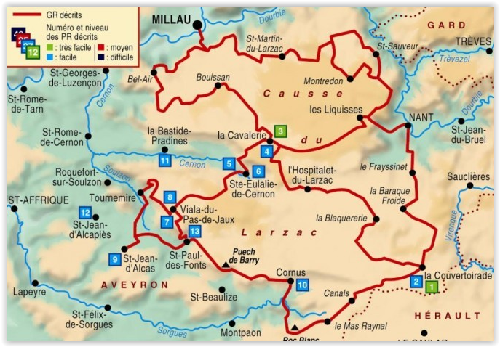 TOPO wandelgids GR71C-D - Tour du Larzac - FFRP