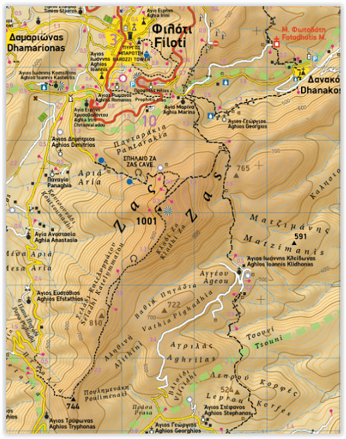 Wandelkaart 311 - Naxos Griekenland - Terrein Maps