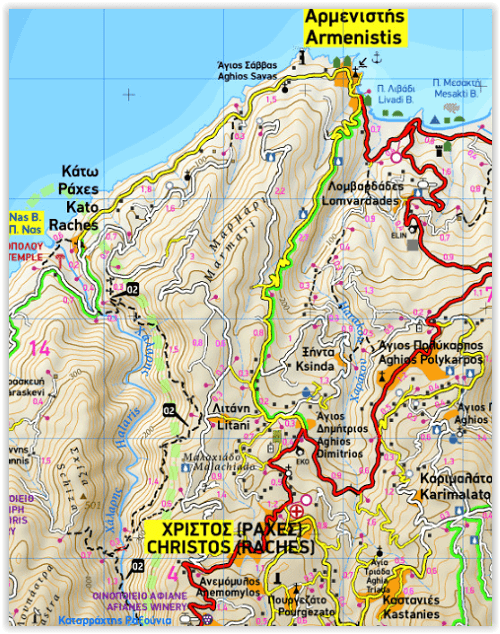 Wandelkaart 332 - Ikaria Griekenland - Terrein Maps