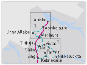 Wandelkaart Deel 1 - Abisko tot Kebnekaise Kungsleden- Zweden