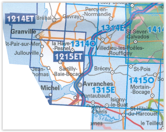 TOPO Wandelkaart 1215ET - Avranches & Granville - IGN