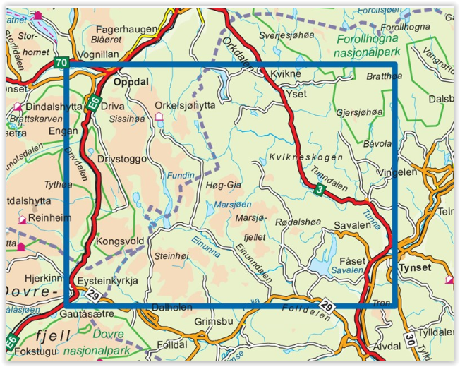 TOPO Wandelkaart 2030 - Dovrefjell Oost- Noorwegen - Nordeca