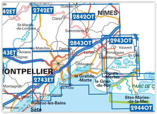 TOPO Wandelkaart 2843OT - Aigues-Mortes & La Grande-Motte - IGN