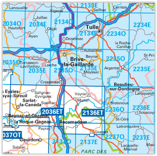 Wandelkaart 2235 SB - Argentat - IGN