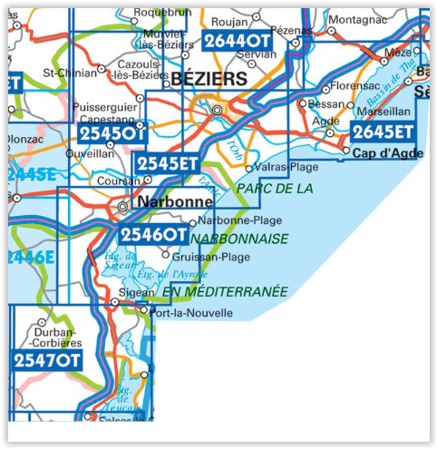 TOPO Wandelkaart 2546OT - Narbonne - IGN