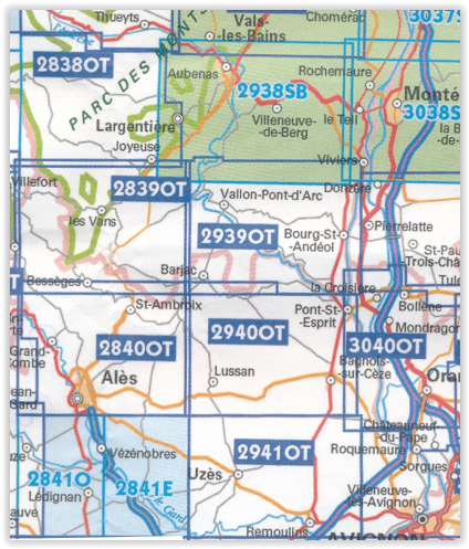 TOPO Wandelkaart 2840 OT - Alès- Gard - IGN