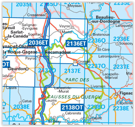 Wandelkaart 2238 SB - Figeac & Cajarc - IGN