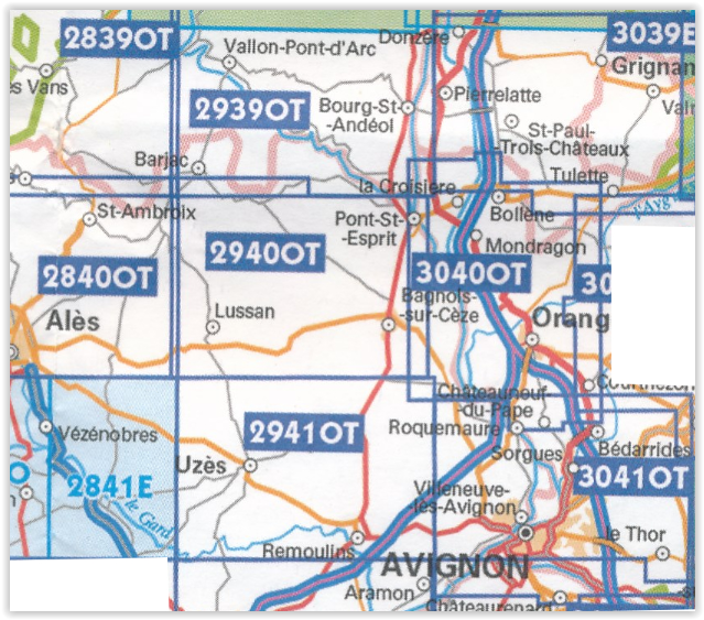 TOPO Wandelkaart 2940OT - Bagnols-sur-Cèze & Pont-St-Esprit - IGN