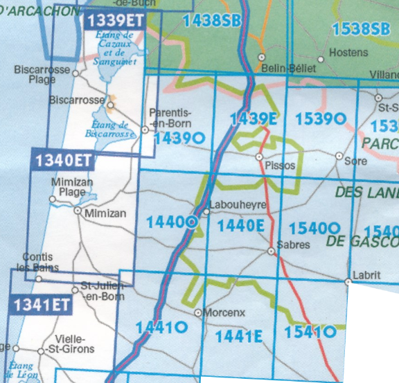 Wandelkaart 1439 SB - Parentis-en-Born & Pissos - IGN