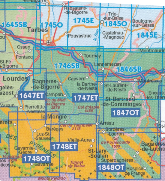 Wandelkaart 1745 SB - Tarbes & Montastruc - IGN