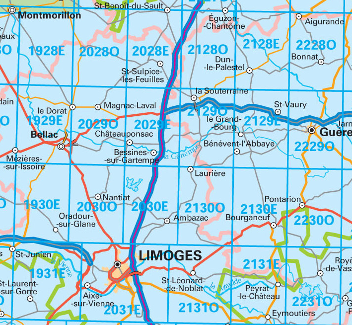 Wandelkaart 2029 SB - Bessines-sur-Gartempe & Magnac-Laval - IGN
