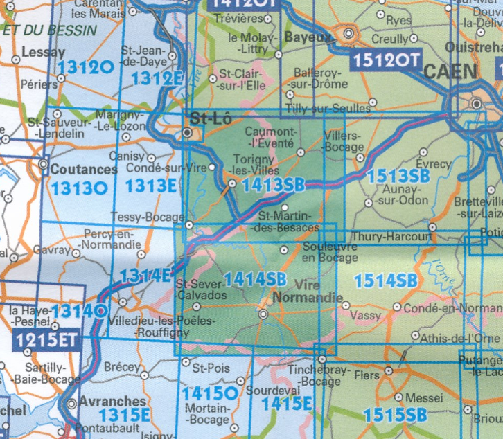 Wandelkaart 1414 SB - Vire & St-Sever-Calvados - IGN