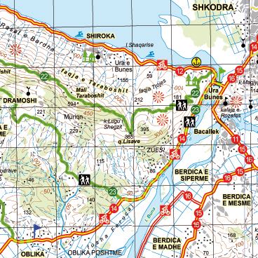 Wandel- & Fietskaart 40 Shkodërmeer Albanië (9783943752304) Huber