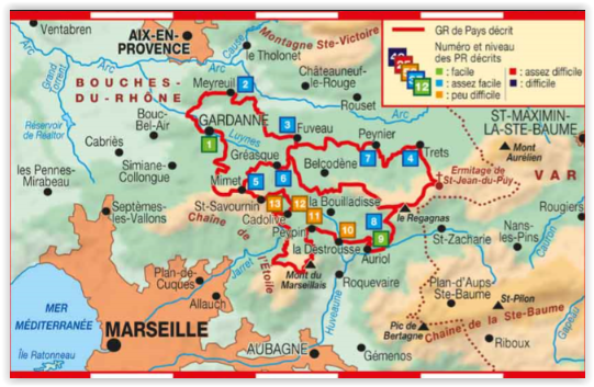 Topo wandelgids - Entre Ste-Victoire & Ste-Baume - FFR