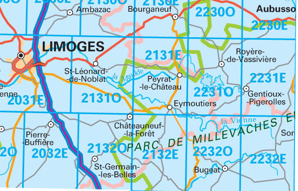 Wandelkaart 2232 SB - Bugeat & Peyrelevade - IGN