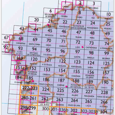 CNIG - Topografische MTN25 - La Coruna, Lugo, Pontevedra & Orense (provincies) Spanje
