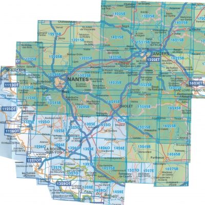 IGN TOP25 Wandelkaarten Loire Centre - Kust + Westelijk gedeelte - ANGERS - NANTES