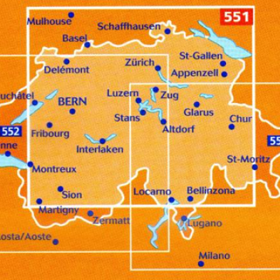 Michelin Wegenkaarten Regionaal Zwitserland - 551 - 553 - 1op200.000