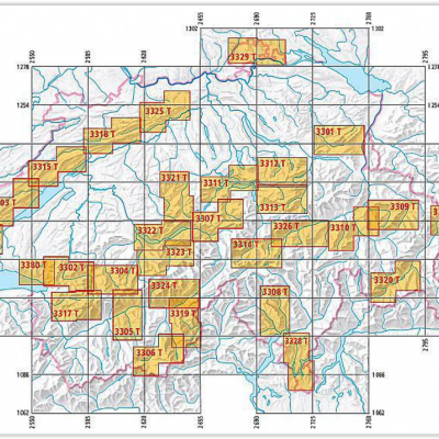 Swisstopo - 1.33.000 wandelkaarten 3301t tot 3381t