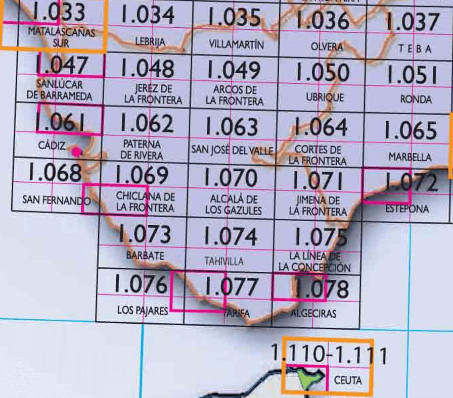 28 - CNIG - Topografische MTN25 - Sevilla, Cadiz, Malaga (provincies) Spanje