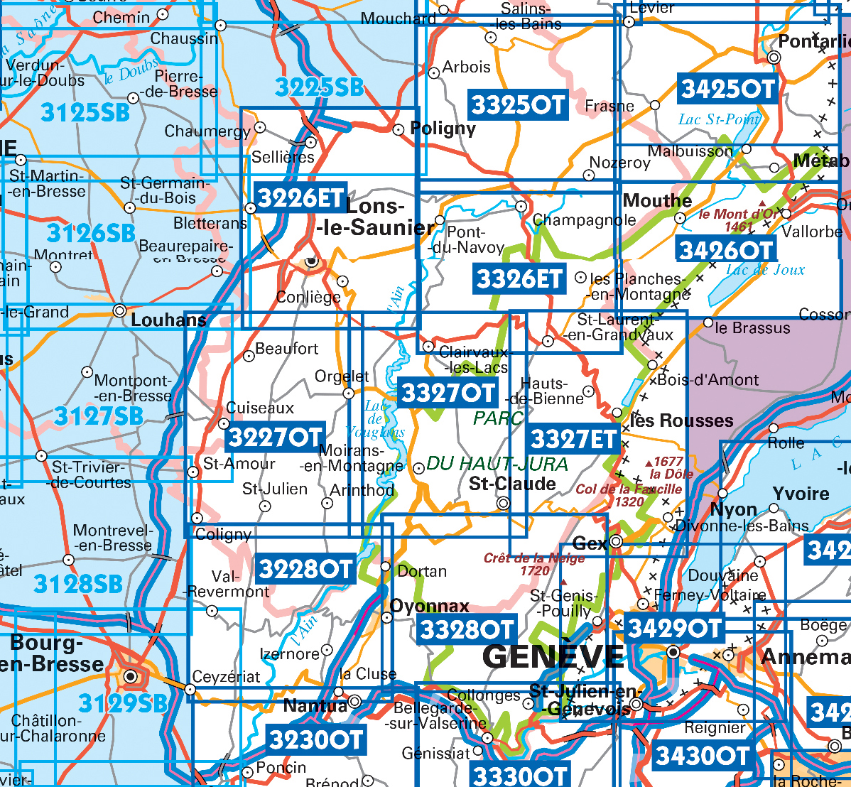 IGN TOP25 Wandelkaarten Jura Zuid
