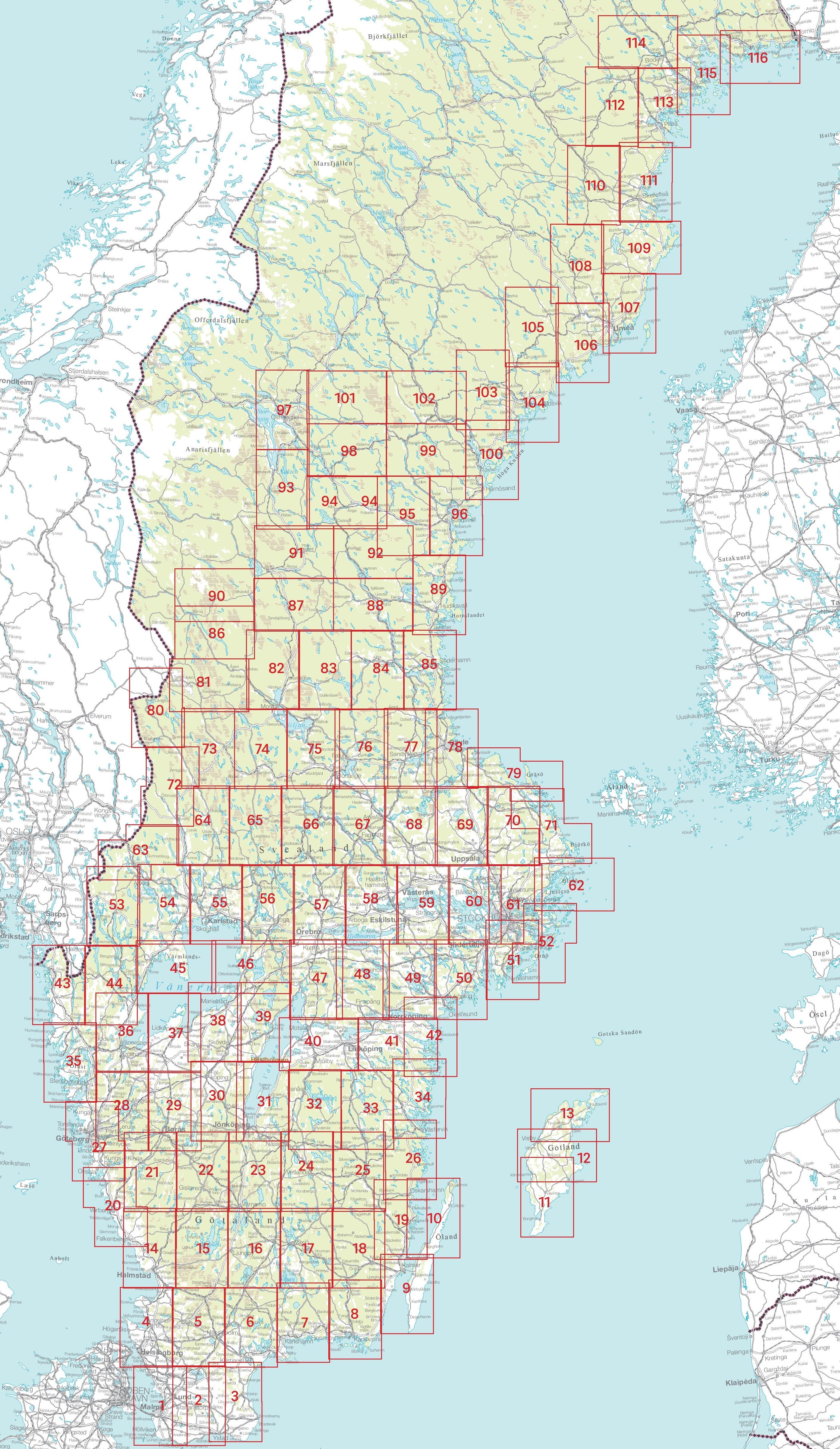 Norstedts Wandelkaarten overzicht 1:50.000 - 1>116