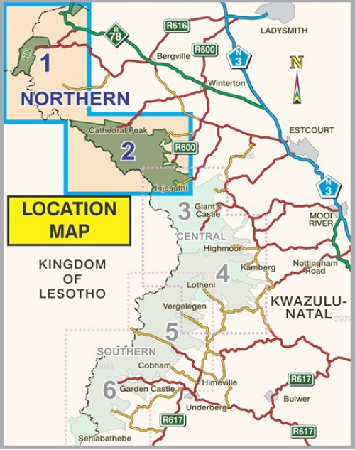 Wandelkaarten Drakensberg - Lesotho Zuid-Afrika - North - Centraal & Zuid
