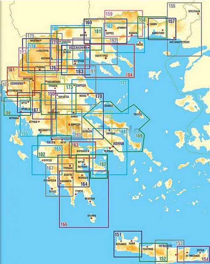 Wegenkaart Griekenland - 1:100.000 - 151 > 192