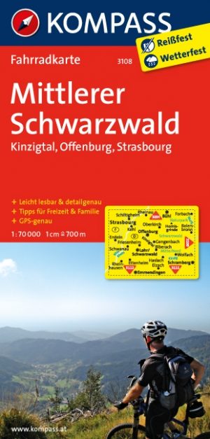 Fietskaart 3108 Mittlerer Schwarzwald & Kinzigtal Kompass