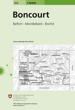 Wandelkaart 212 Boncourt Jura Zwitserland - Swisstopo