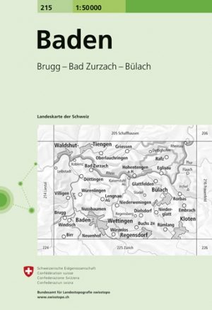 Wandelkaart 215 Baden Noor-Zwitserland - Swisstopo