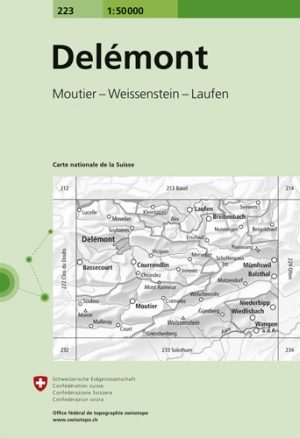 Wandelkaart 223 Delémont Jura Zwitserland - Swisstopo