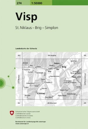 Wandelkaart 274 Visp Wallis Zwitserland - Swisstopo