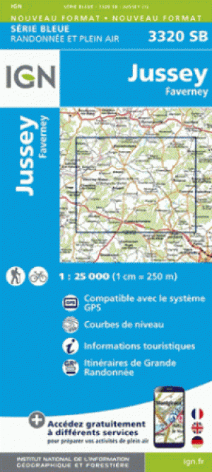 Wandelkaart 3320 SB Jussey & Faverney - IGN