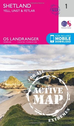 Wandelkaart 1 Shetland Islands Yell Unst & Fetlar - OSI