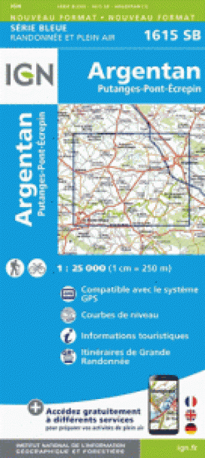 Wandelkaart 1615 SB Argentan- Putanges & Pont-Ecrepin - IGN