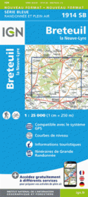 Wandelkaart 1914 SB Breteuil & La Neuve-Lyre - IGN