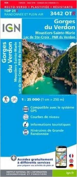 Wandelkaart 3442OT(R) Gorges du Verdon & Moustiers-Ste-Marie