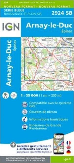 Wandelkaart 2924 SB Arnay-le-Duc & Epinac - IGN