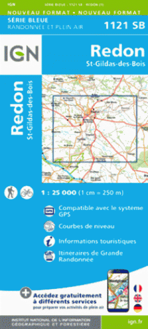 Wandelkaart 1121 SB Redon & St-Gildas-des-Bois - IGN