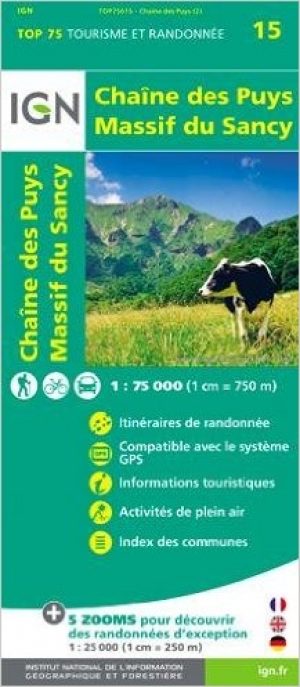 Wandelkaart TOP75 15 Chaîne des Puys & Massif du Sancy