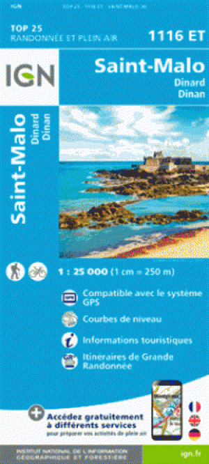 Wandelkaart 1116 ET St-Malo & Dinard Bretagne - IGN