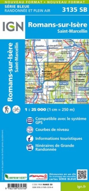 Wandelkaart 3135 SB Romans-sur-Isère Rhone-Alpes - IGN