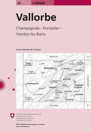 Fietskaart 35 Vallorbe Vaud Zwitserland - Swisstopo