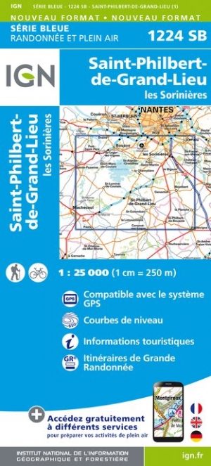 Wandelkaart 1224 SB St-Philbert-de-Grand-Lieu - IGN