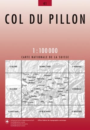 Fietskaart 41 Col du Pillon- Vaud Zwitserland- Swisstopo
